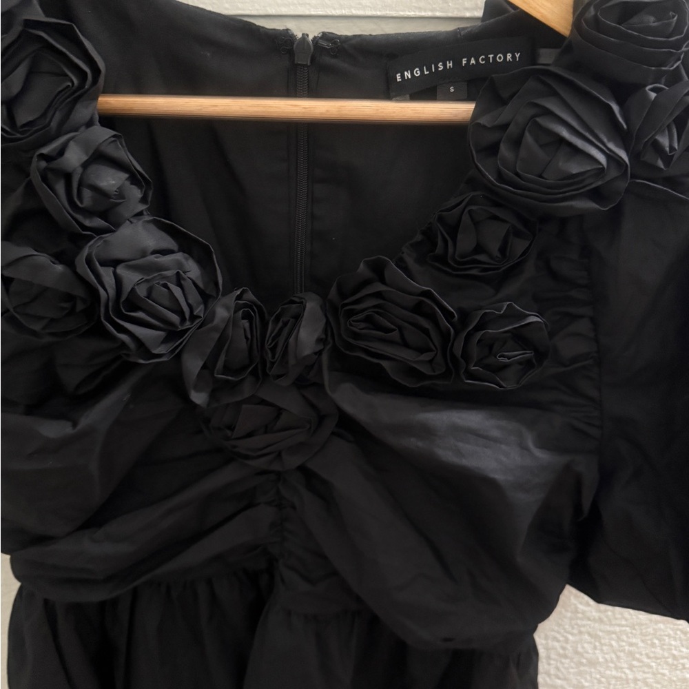 English Factory Black Ruched Ruffled Mini Dress - Picture 2 of 15